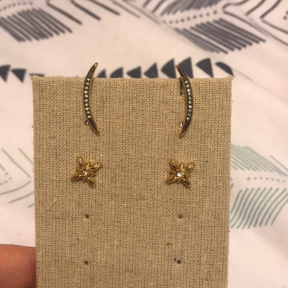 NWOT Stella & Dot moon and star stud pack
